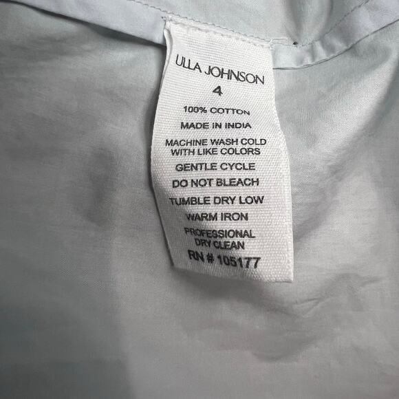 Ulla Johnson Laurelin Smocked Pale Light Blue Cotton Midi Sun-Dress Size 4 NWT - Picture 7 of 8